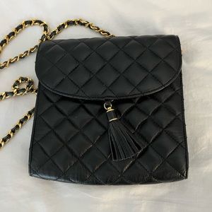 Black Quilted crossbody with chain strap